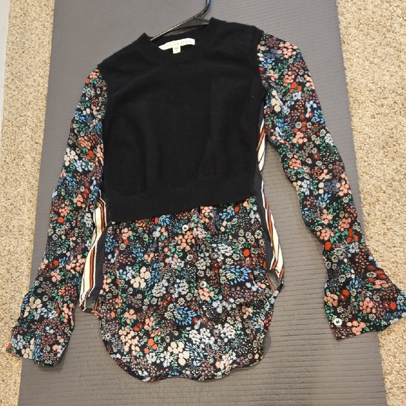 Veronica Beard Black Floral Long Sleeve Blouse - Picture 2 of 4